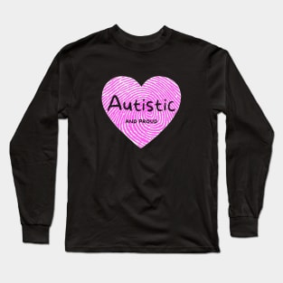 Pink Fingerprint Autistic And Proud Long Sleeve T-Shirt